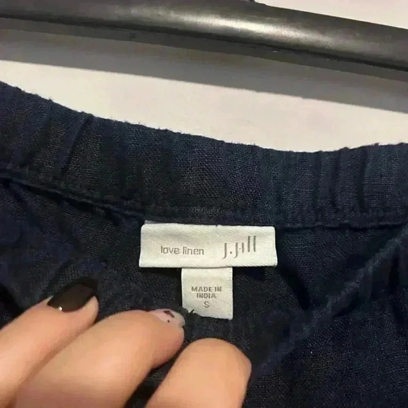 J.Jill  Womens Linen Wide Leg Pull On Crop Pants Blue Size S - Picture 2 of 3